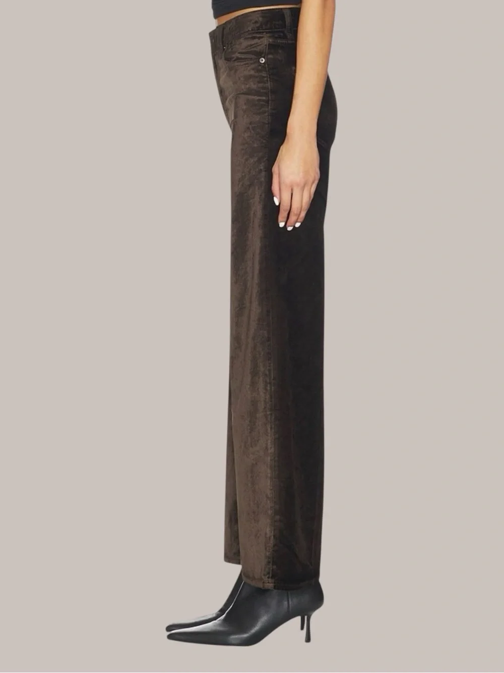 Frame Le Slim Palazzo Pant in Dark Clove Velvet Size 28 - Picture 5 of 14